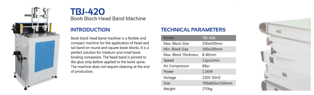 Machine &agrave; bandes &agrave; t&ecirc;te de bloc de livres