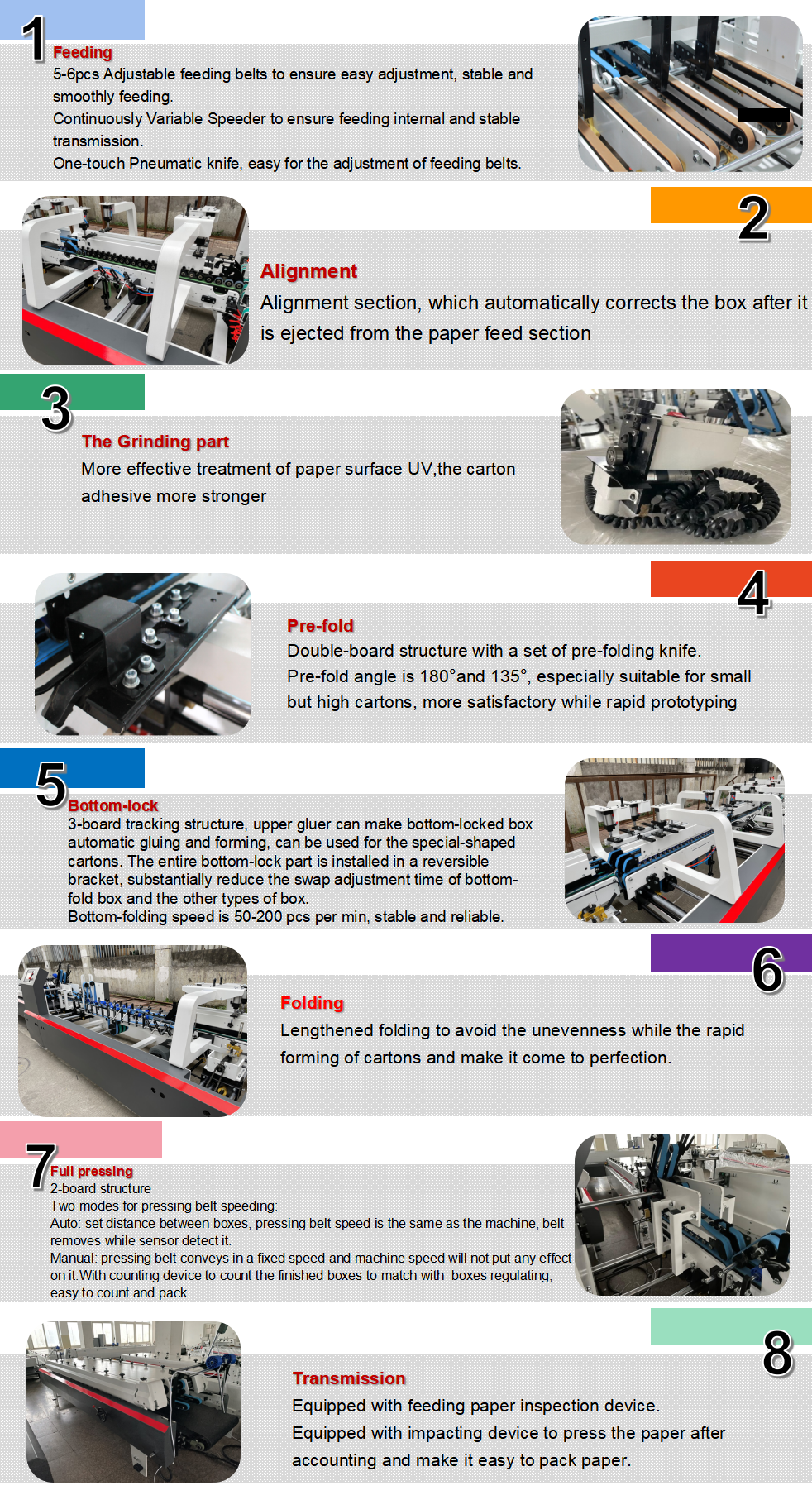 Machine de gluer de dossier avant le pont et verrouillage de verrouillage automatique